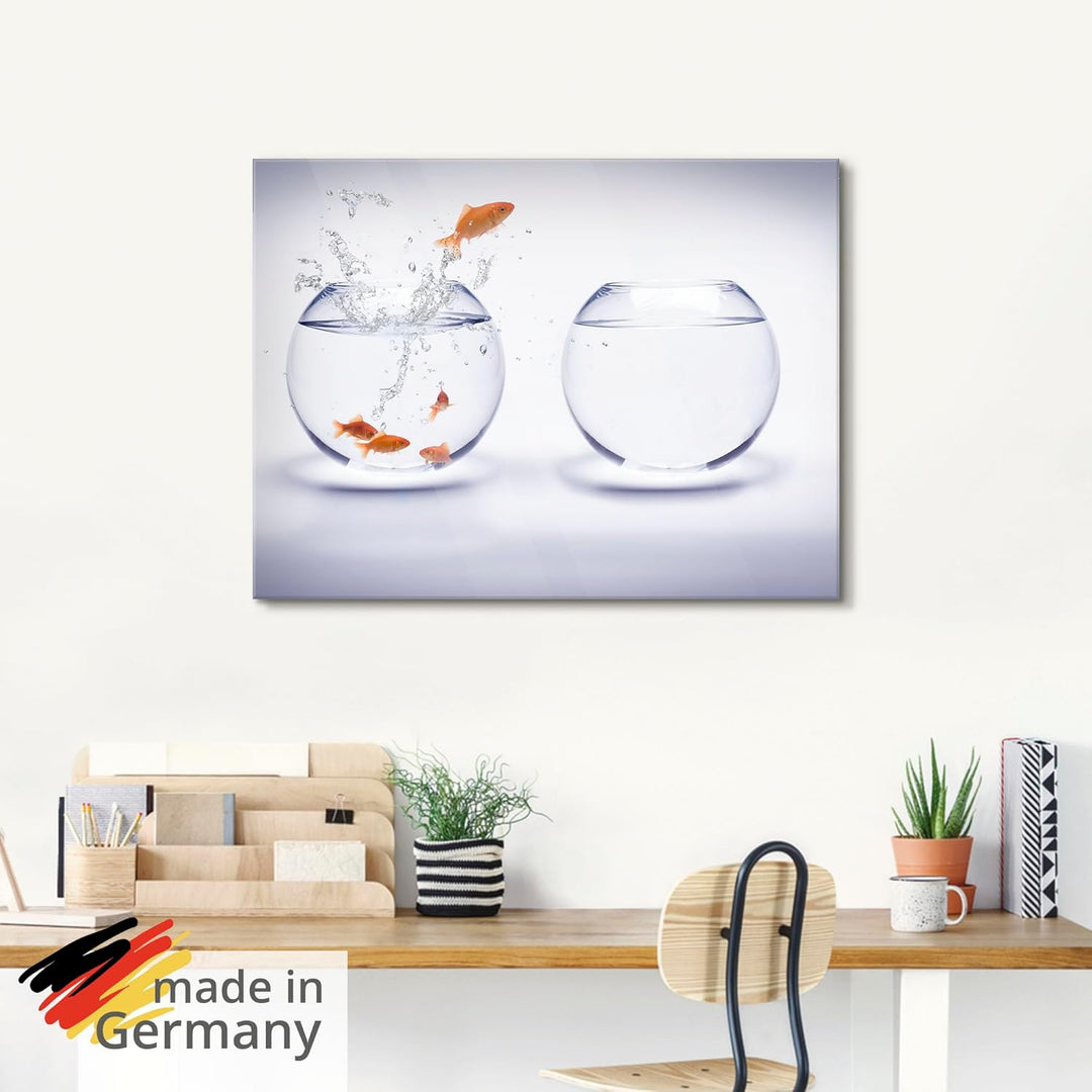 ARTland Glasbilder Wandbild Glas Bild einteilig 40x40 cm Quadratisch Tiere Fische Goldfisch Aquarium