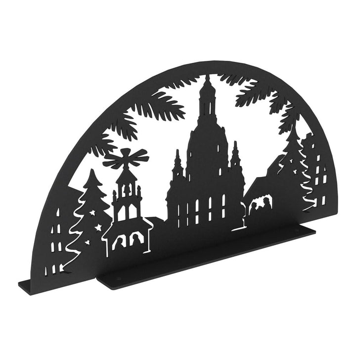 KNOBLOCH Schwibbogen aus Metall Winter-Motiv | für Innen | Schwarz | Weihnachtsdeko für Fenster, Gar
