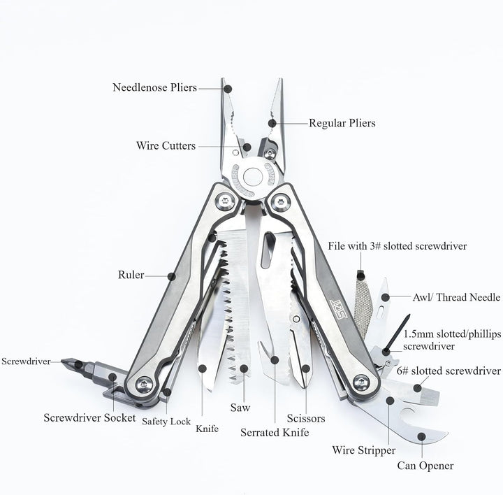 SQT Multifunktionszange Multi-Tool Multifunktion mit Zange, Magnetische Schraubendreher &amp; Nylonetui