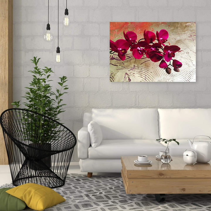 Feeby Bild auf Leinwand Orchideen Kunstdruck modern für Wohnung Violett 80x60 cm Leinwandbild 80x60