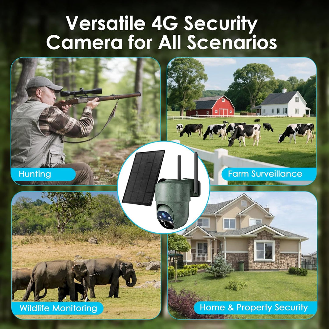 WOLFANG 4G LTE Wildkamera, Überwachungskamera mit Handyübertragung App Wildkamera Solar mit SIM Kart
