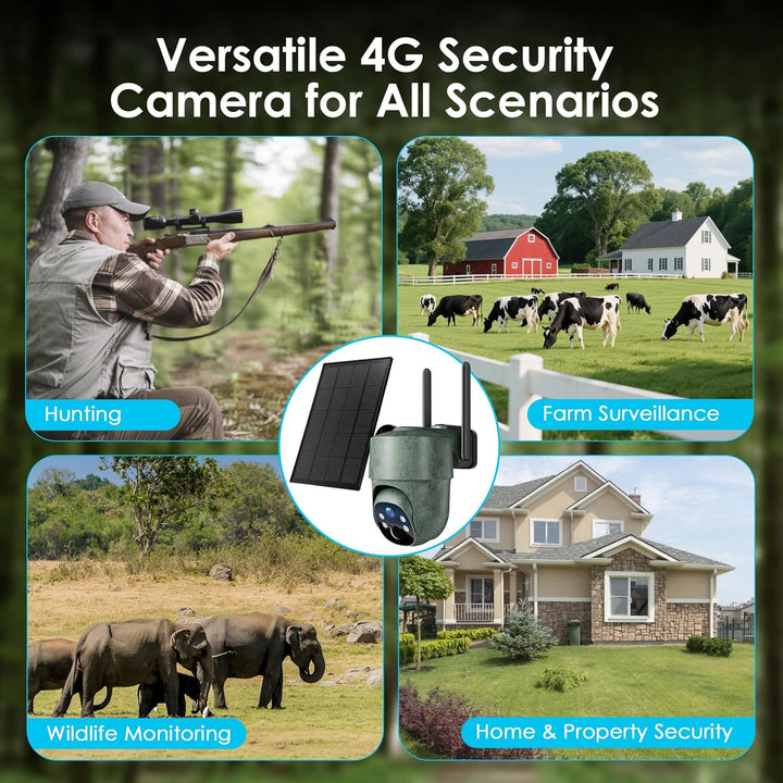 WOLFANG 4G LTE Wildkamera, Überwachungskamera mit Handyübertragung App Wildkamera Solar mit SIM Kart