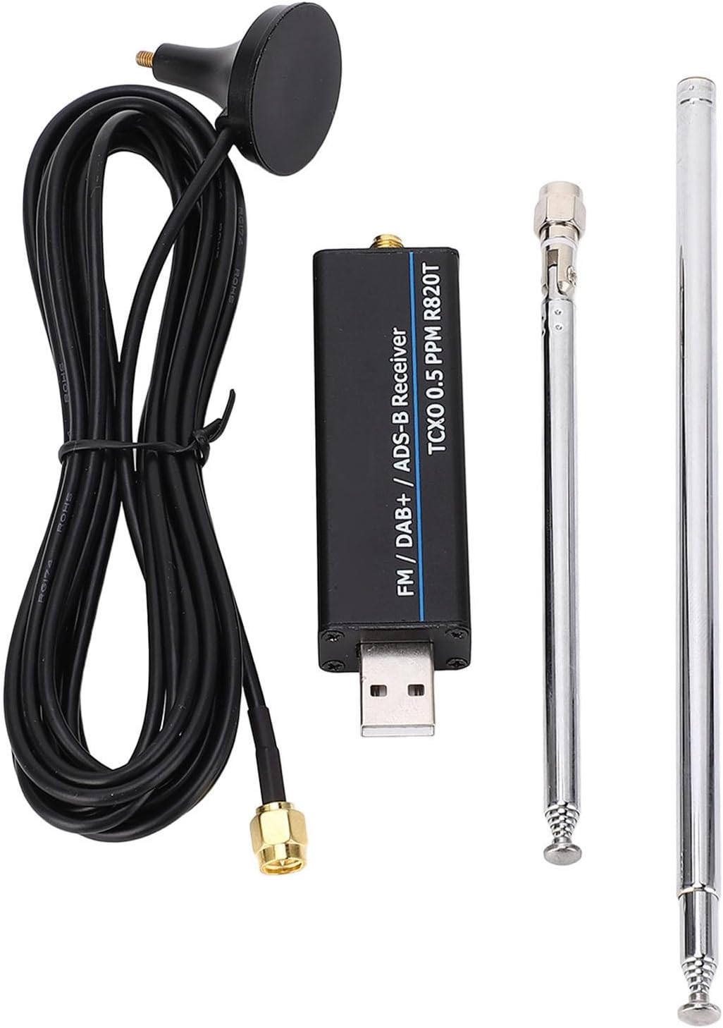 RTL-SDR-Empfänger, 100 kHz Bis 1766 MHz Software Defined Radio, Vollband RTL2832U R820T2 0,5 PPM TCX