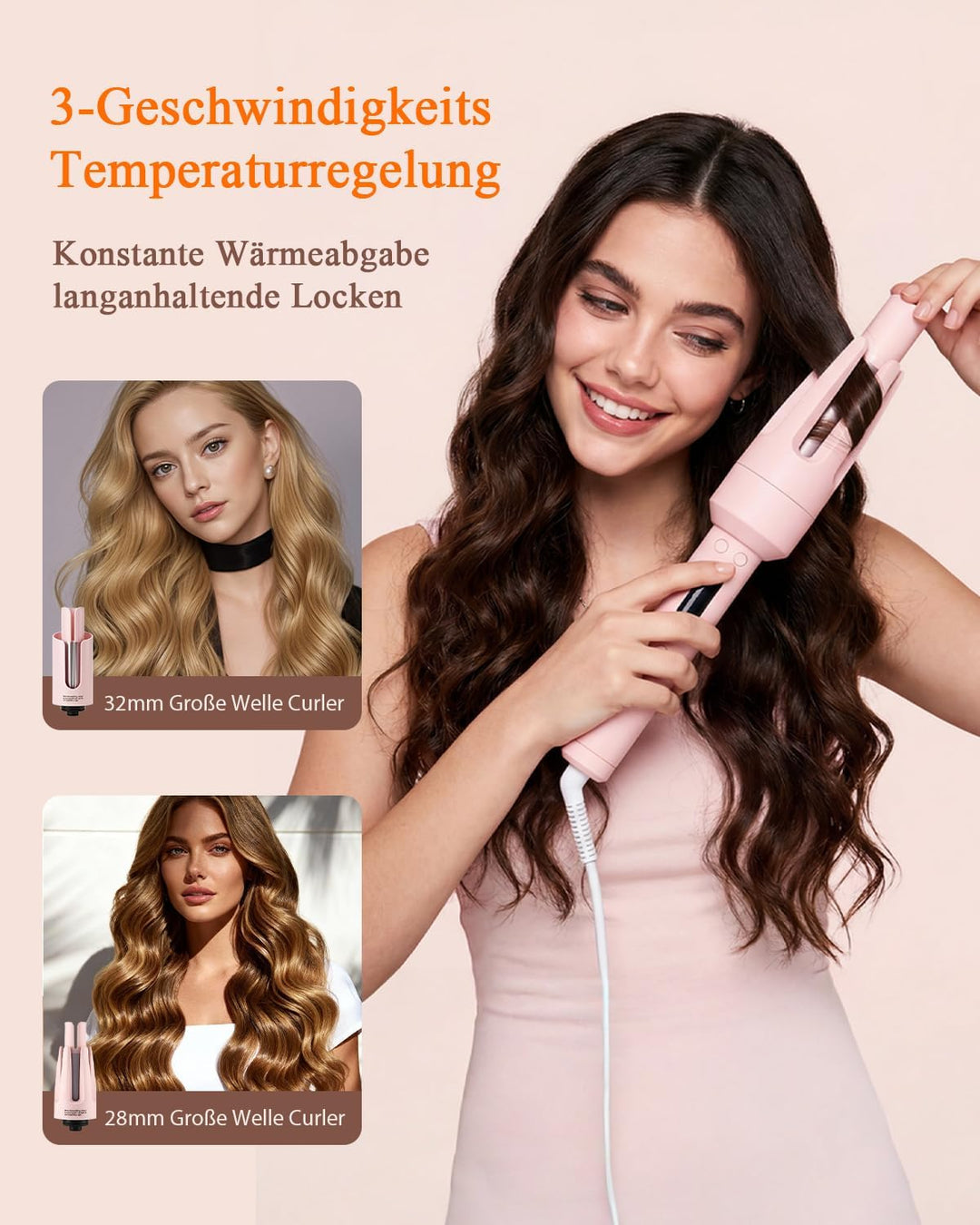 6-in-1Hairstyler, Lockenstab Automatisch Anzug, Glätteisen, Glättbürste, Wellen-Curling-Sticks, Ione