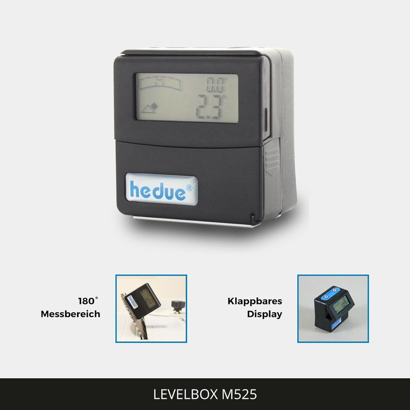 hedue® LevelBox M525 - Bevel Box magnetisch für Absolut- und Relativmessungen , Winkelmesser digital