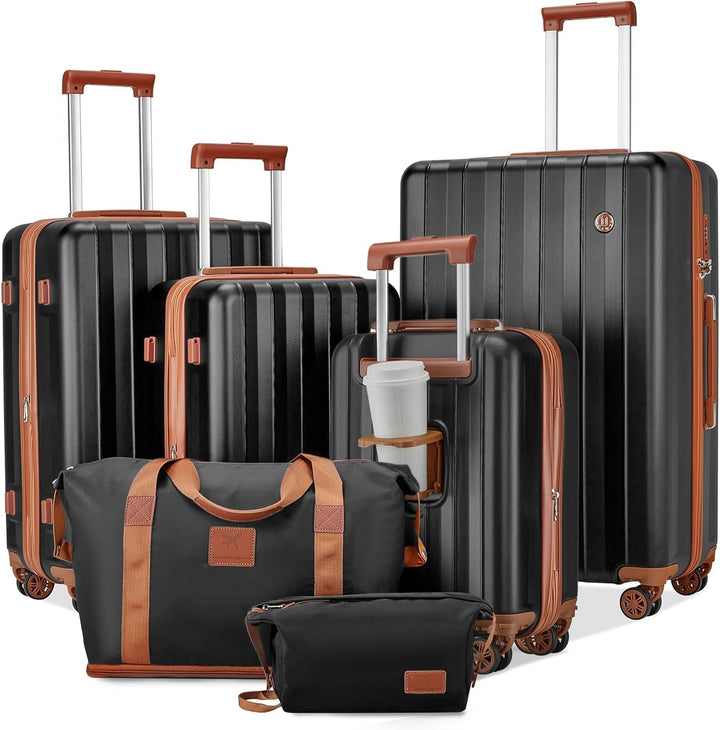 Joyway Koffer Handgepäck Kofferset 4 teilig, Hartschalen Reisekoffer mit Getränkehalter, 4 Rollen TS