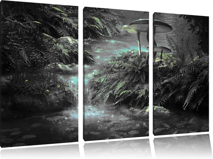 Pixxprint magischer Märchenwald als Leinwandbild/Grösse: 3 Teilig (120x80) cm/Wandbild/Kunstdruck/fe