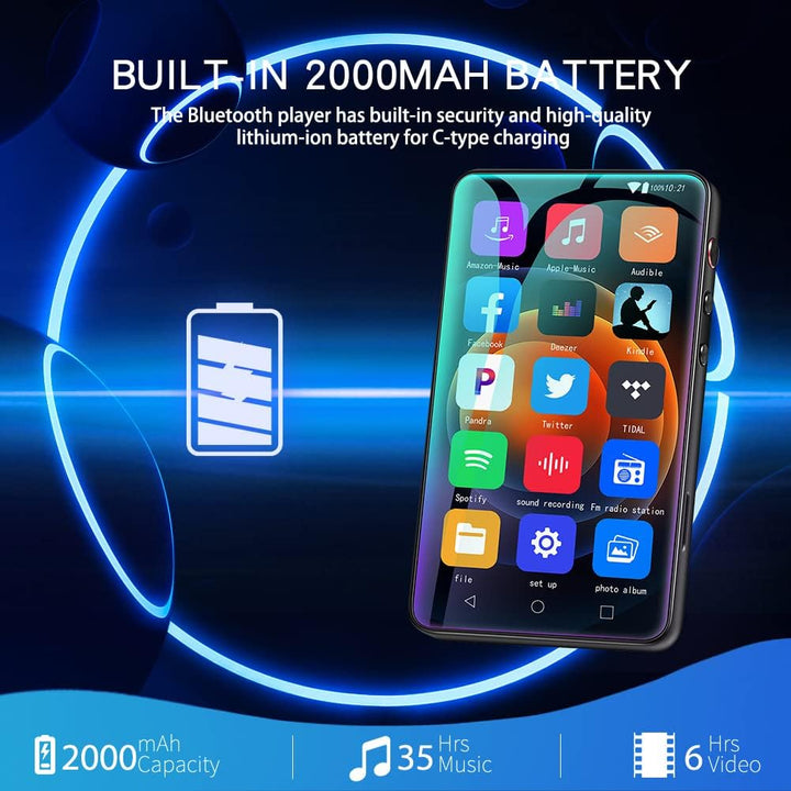 MYMAHDI MP3 Player mit Bluetooth und WiFi bis zu 1TB, 4“ Music Player Touch Screen mit Spotify, Pand