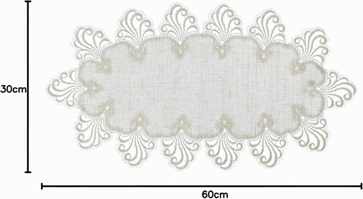 Plauener Spitze by Modespitze 3086L_11_3060 Tischdecke Nizza L, Grösse 30 x 60 cm, oval 60 x 30 cm (