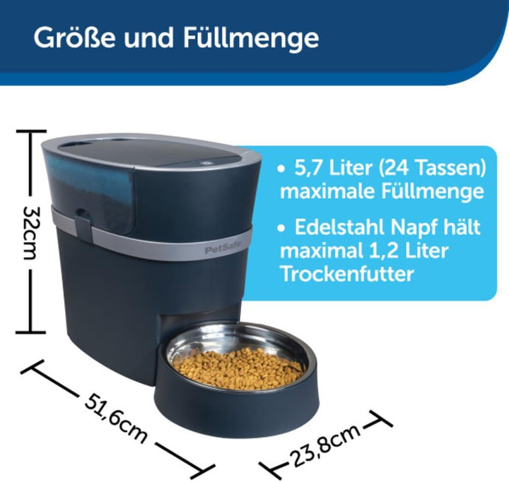PetSafe Smart Feed Futterautomat, Mit Smartphone-Steuerung per App, Für Trockenfutter geeignet, 1,5
