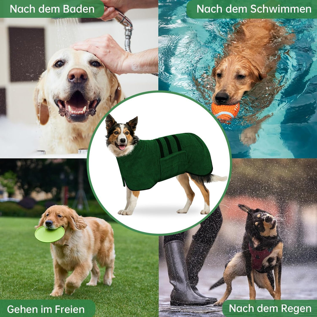 Hundebademantel aus Mikrofaser, Bademantel Hund Extra SaugfäHig und Schnell Trocknendes mit Klettver