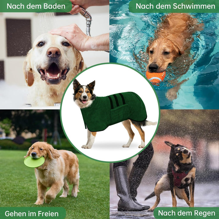 Hundebademantel aus Mikrofaser, Bademantel Hund Extra SaugfäHig und Schnell Trocknendes mit Klettver