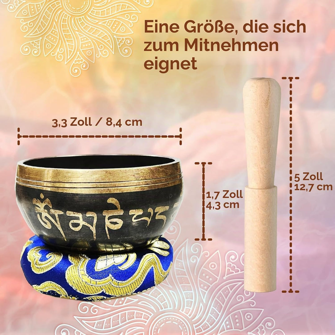 REGIS Tibetische Klangschalen-Set, Achtsamkeit und Stressabbau, Zen-Dekor, Schale handgefertigt in N