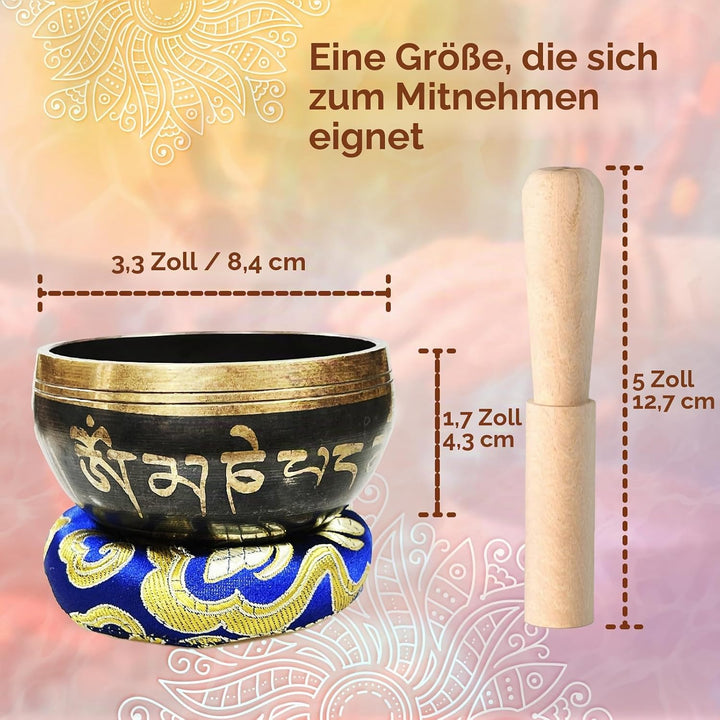 REGIS Tibetische Klangschalen-Set, Achtsamkeit und Stressabbau, Zen-Dekor, Schale handgefertigt in N
