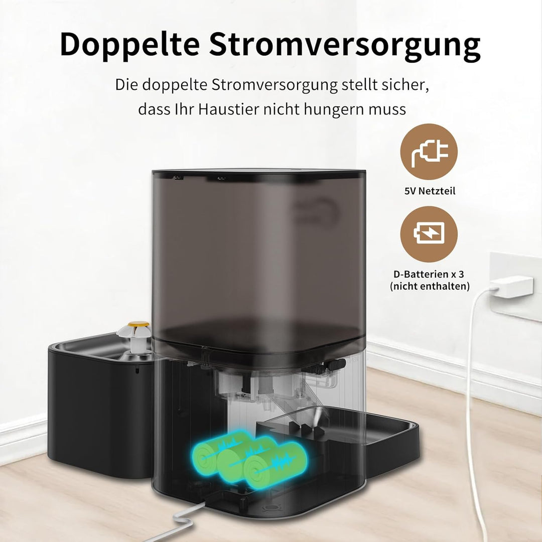 2-in-1-Automatik-Futter- und Wasserspender für Katzen, grossvolumiger 6-Liter-Trockenfutterspender +