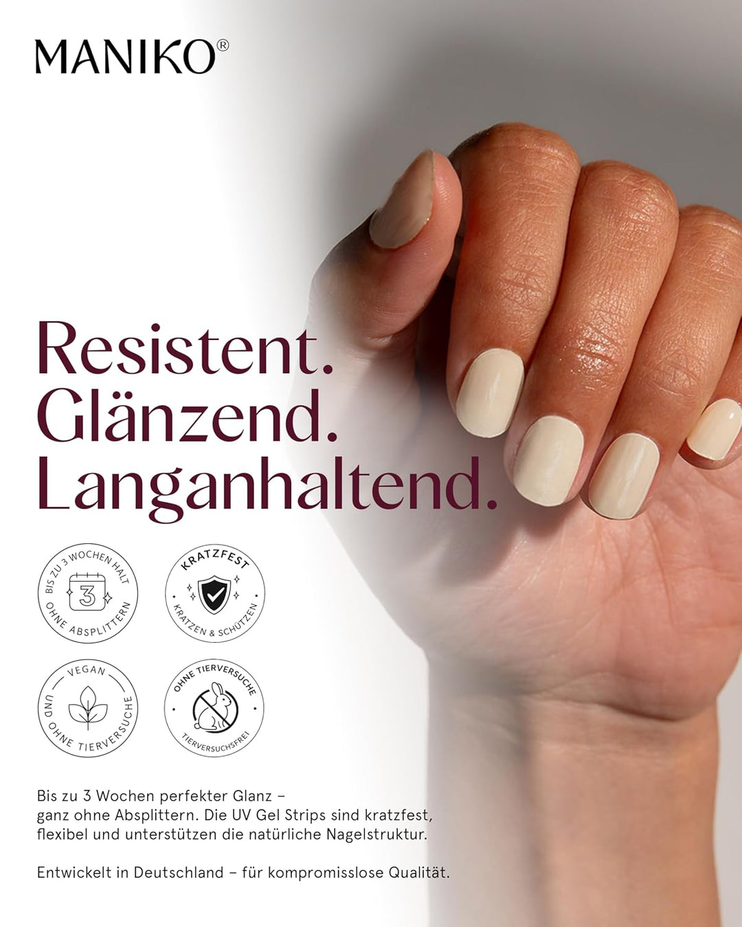 Maniko® UV Gel Strips - Selbstklebende Nagelfolie für bis zu 2 Anwendungen - Vegan & langanhaltend -