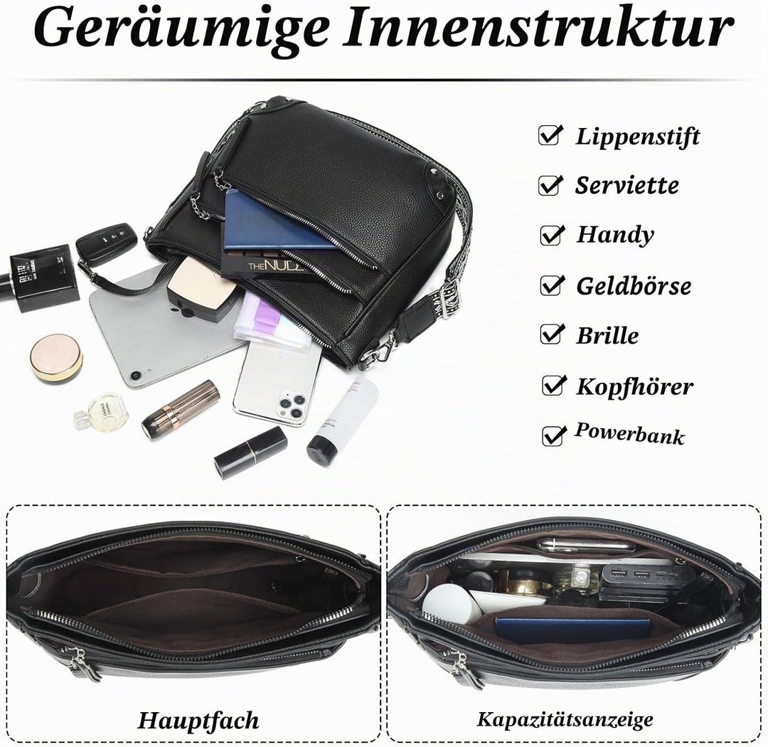 Umhängetasche Damen Mittelgross Schultertaschen Leder PU Handtasche Für Damen Crossbody Bag Weiche T