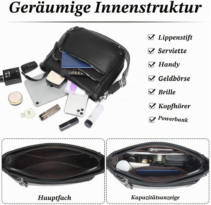 Umhängetasche Damen Mittelgross Schultertaschen Leder PU Handtasche Für Damen Crossbody Bag Weiche T