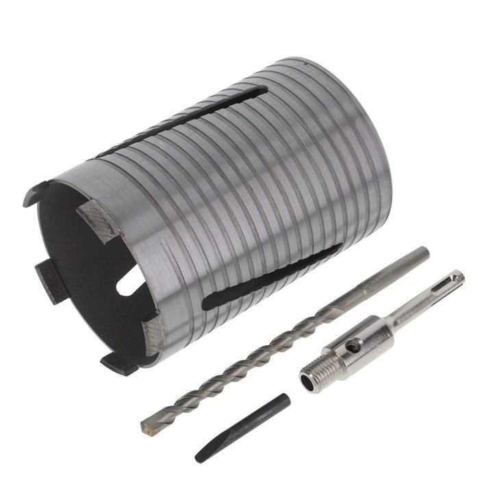 PRODIAMANT Diamant Bohrkrone ø 112mm Nutzlänge 150mm mit SDS Adapter lasergeschweisst für trocken Bo