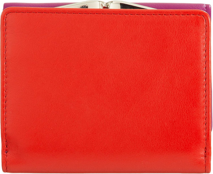 DUDU Kleine Damen-Brieftasche aus Leder mit RFID-Schutz, Münzfach und Klickverschluss, kompakt, 6 Ka