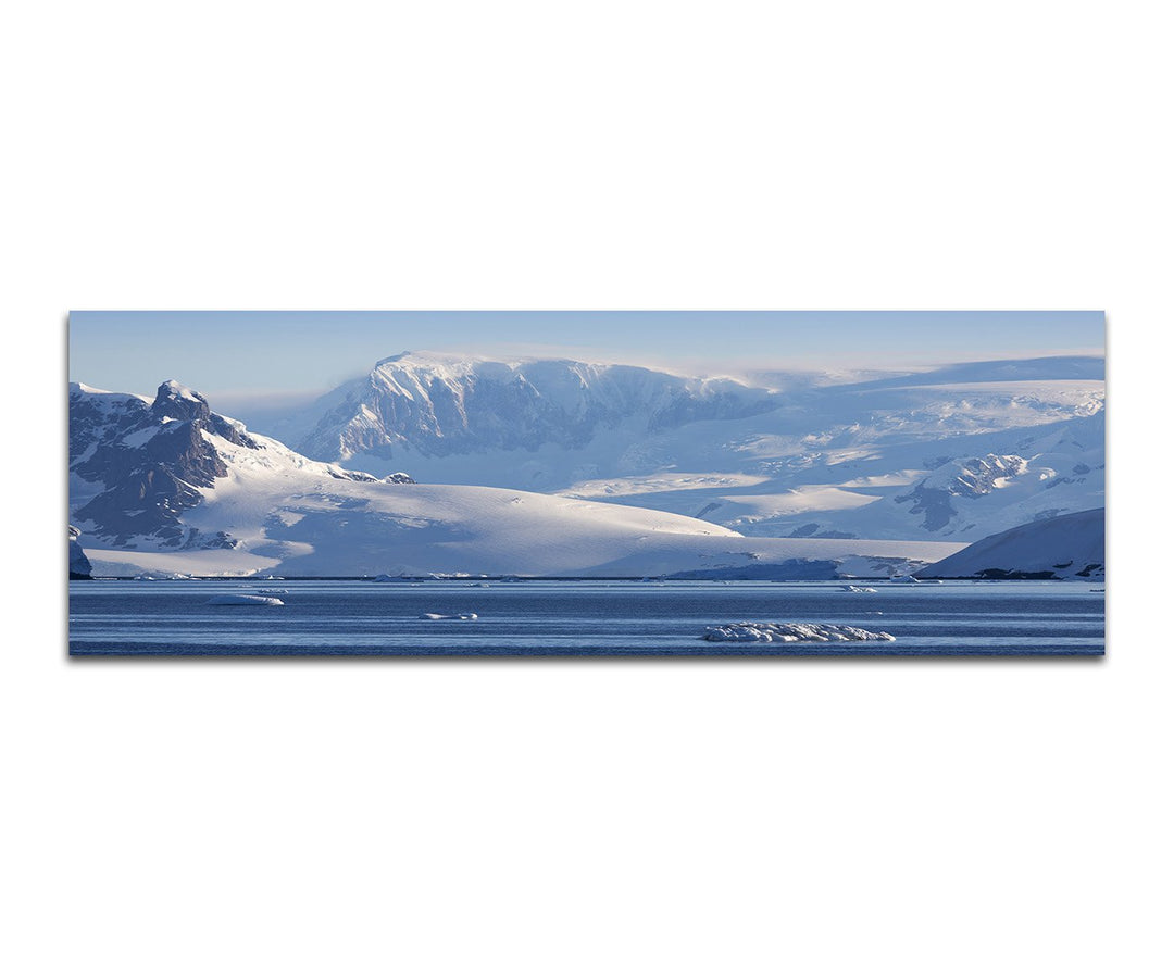 Paul Sinus Art Panoramabild auf Leinwand und Keilrahmen 150x50cm Antarktis Wasser Berge Schnee EIS D