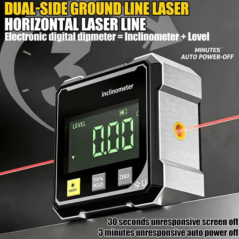 Digitaler Winkelmesser Laser Wasserwaage Laser-Präzisionswerkzeug Neigungsmesser Wasserdicht Magneti