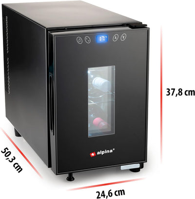 alpina Weinkühlschrank 18L - Weinkühler für 6 Flaschen - Flaschenkühler 230V - Temperatur Regelbar v