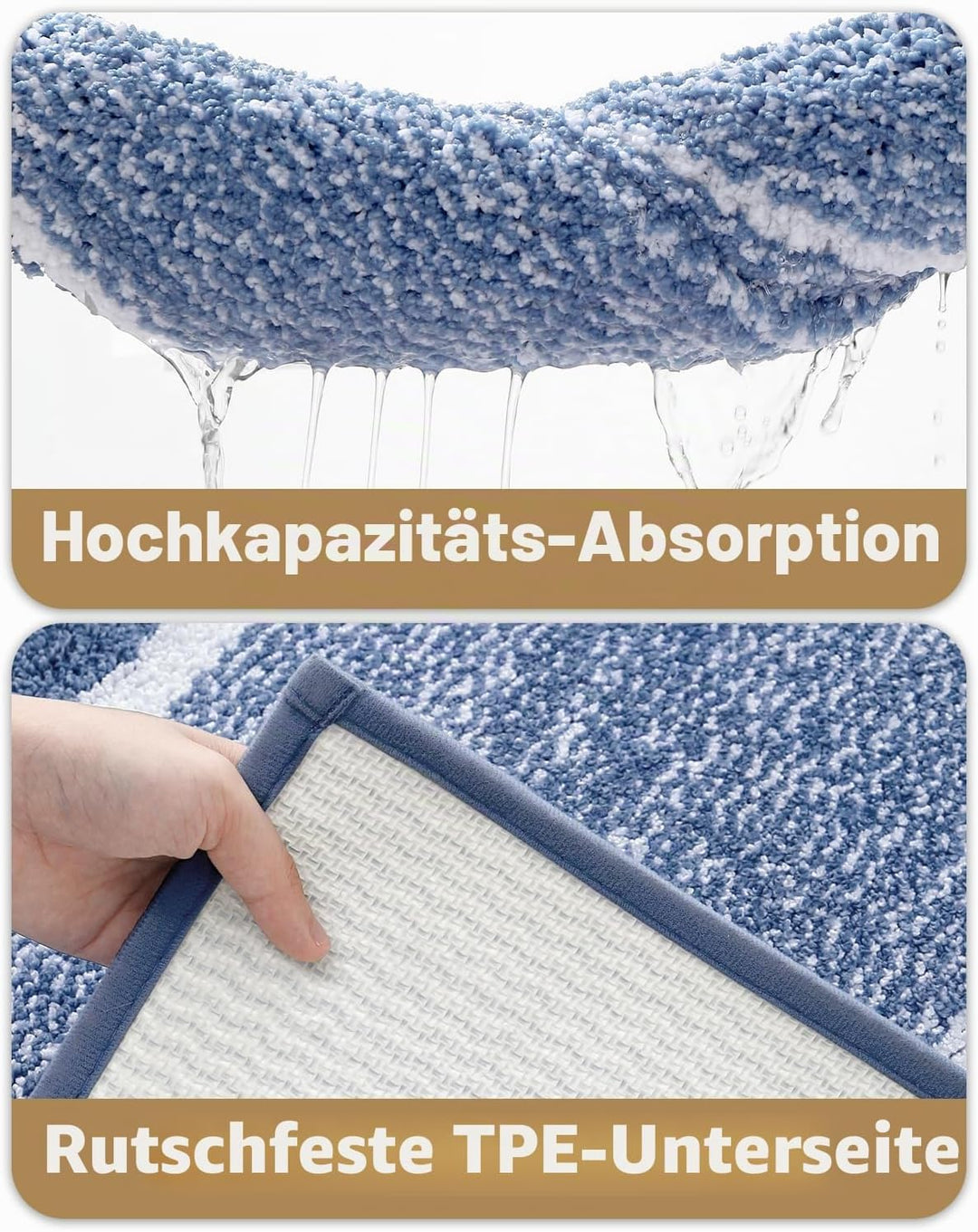 COLOR&GEOMETRY Kleine Badteppiche rutschfest Waschbar Absorbierende Badvorleger Weiche Badezimmertep