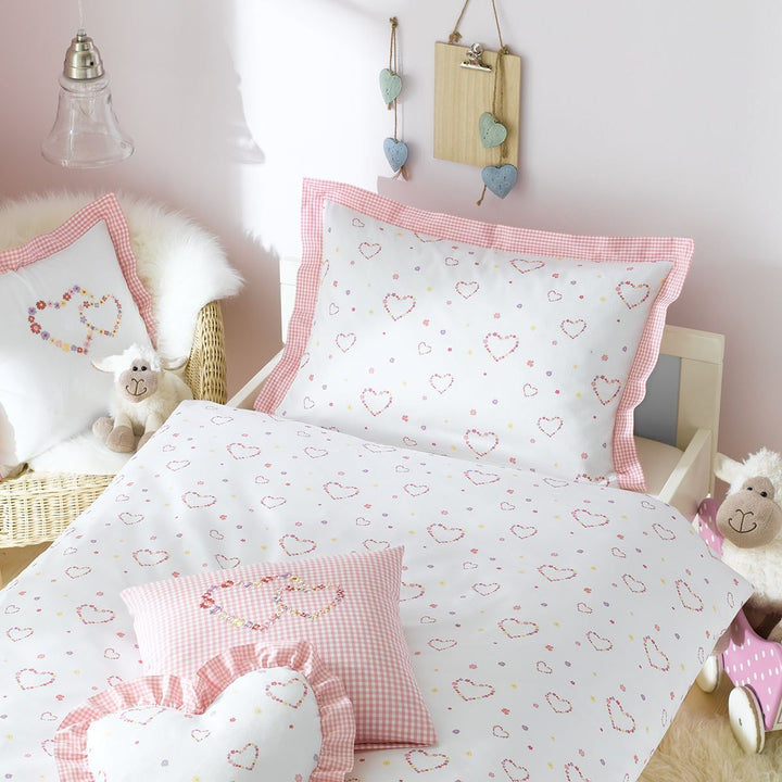 Lorena Mako-Satin Bettwäsche Lilly Kissenbezug einzeln 40x40 cm kariert 40 cm x 40 cm rosa kariert,