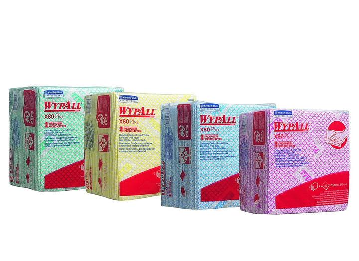 WypAll X80 Plus-Tücher 19139 – 8 Packungen mit je 30 viertelgefalteten Tüchern, blau Blau 8 x 30 Clo