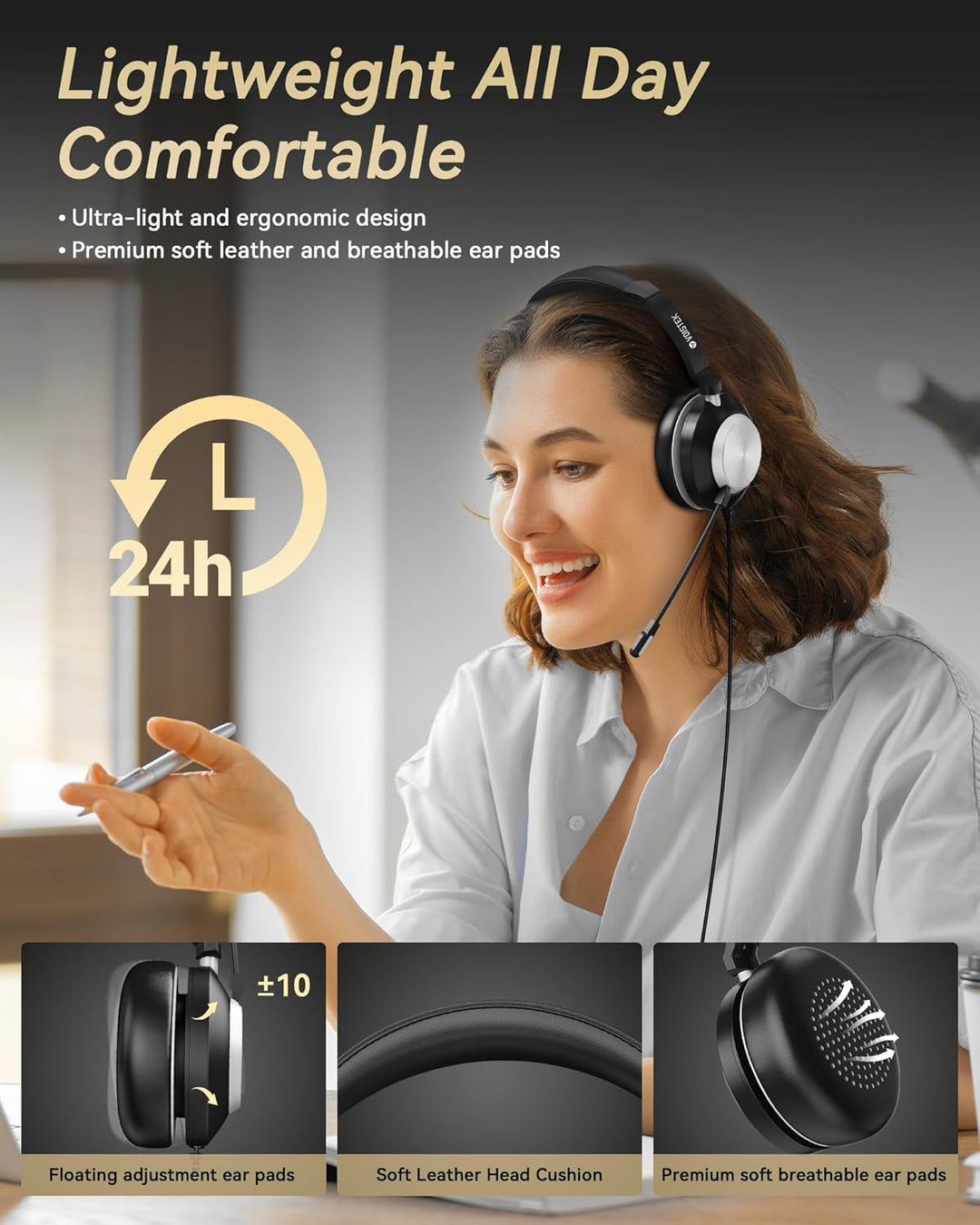 Headset mit Mikrofon (Single-Ear) USB/3,5mm/USB-C | Büro Headsets mit Noise Cancelling für Call Cent