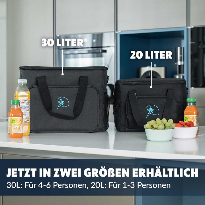 Obics Kühltasche klein 20L & Gross 30L, Kühlbox faltbar mit Flaschenöffner Lunchtasche Herren - lang