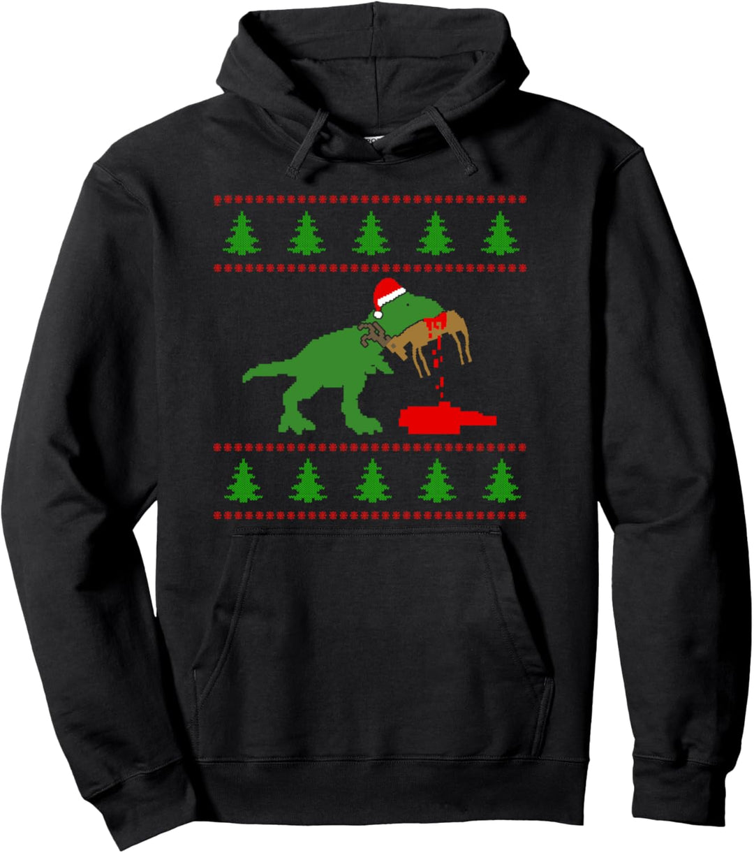 Lustiger Ugly Christmas Sweater Geschenk T Rex Rentier Xmas Pullover Hoodie