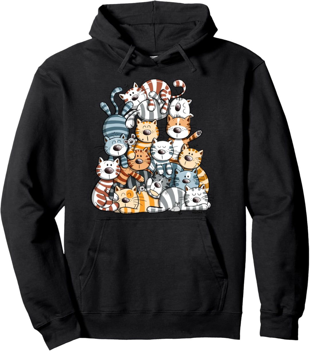 Happy Katzen Team I Katzenmotiv Katzendruck Katze Fun Pullover Hoodie