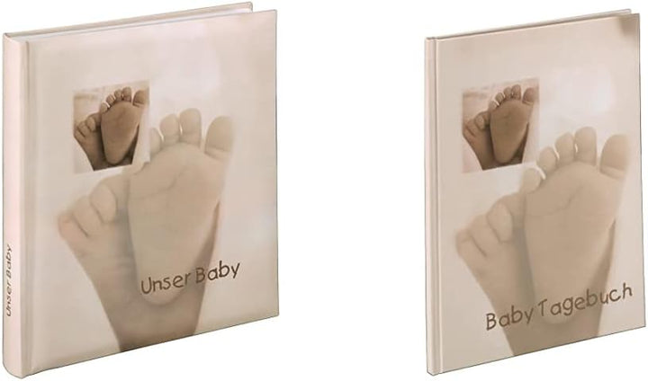 Hama Babyalbum Baby Feel (Fotoalbum mit 60 Seiten für 300 Fotos, Album Format 29 x 32 cm) Sand & Bab