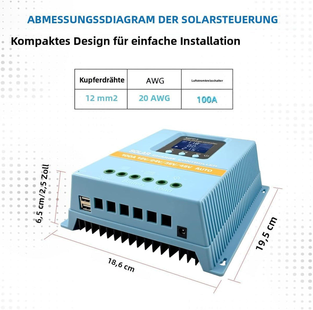 MPPT Solarladegerät 60A / 80A / 100A wählbar, Dual USB & 3-Stufen-Schutz für Strassenlaternen / Heim