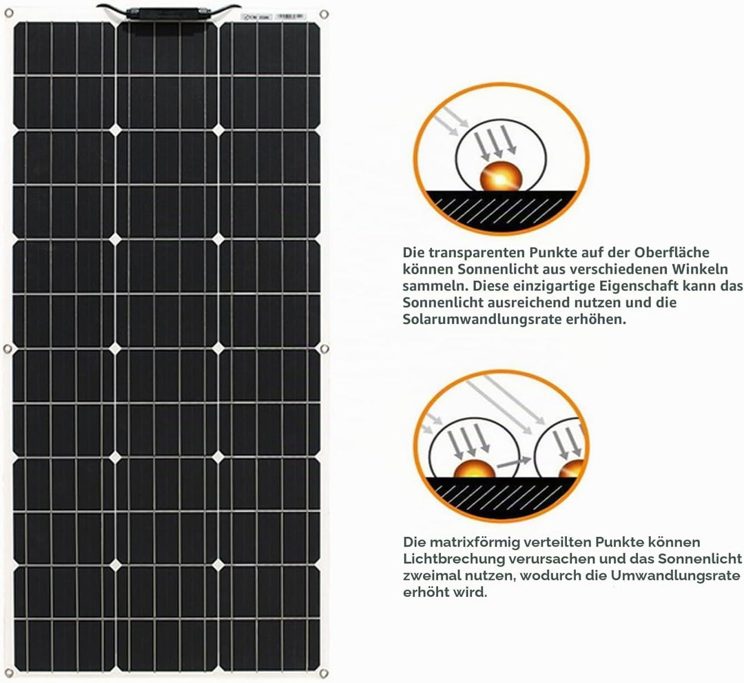 Aysolar 200W Flexibel Solarpanel Kit 2pcs 100w 18v Monokristallines Photovoltaik Solarmodul, 20A Lad