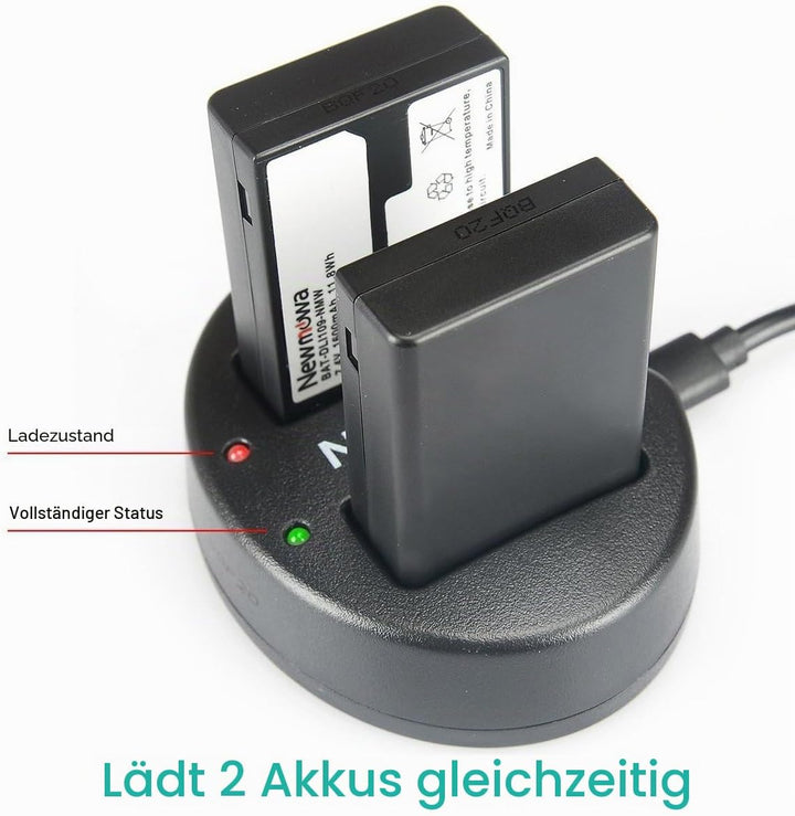 Newmowa Ersatz Akku D-LI109 (2er Pack) und Tragbar USB Ladegerät Kit für Pentax D-Li109 Pentax K-R K