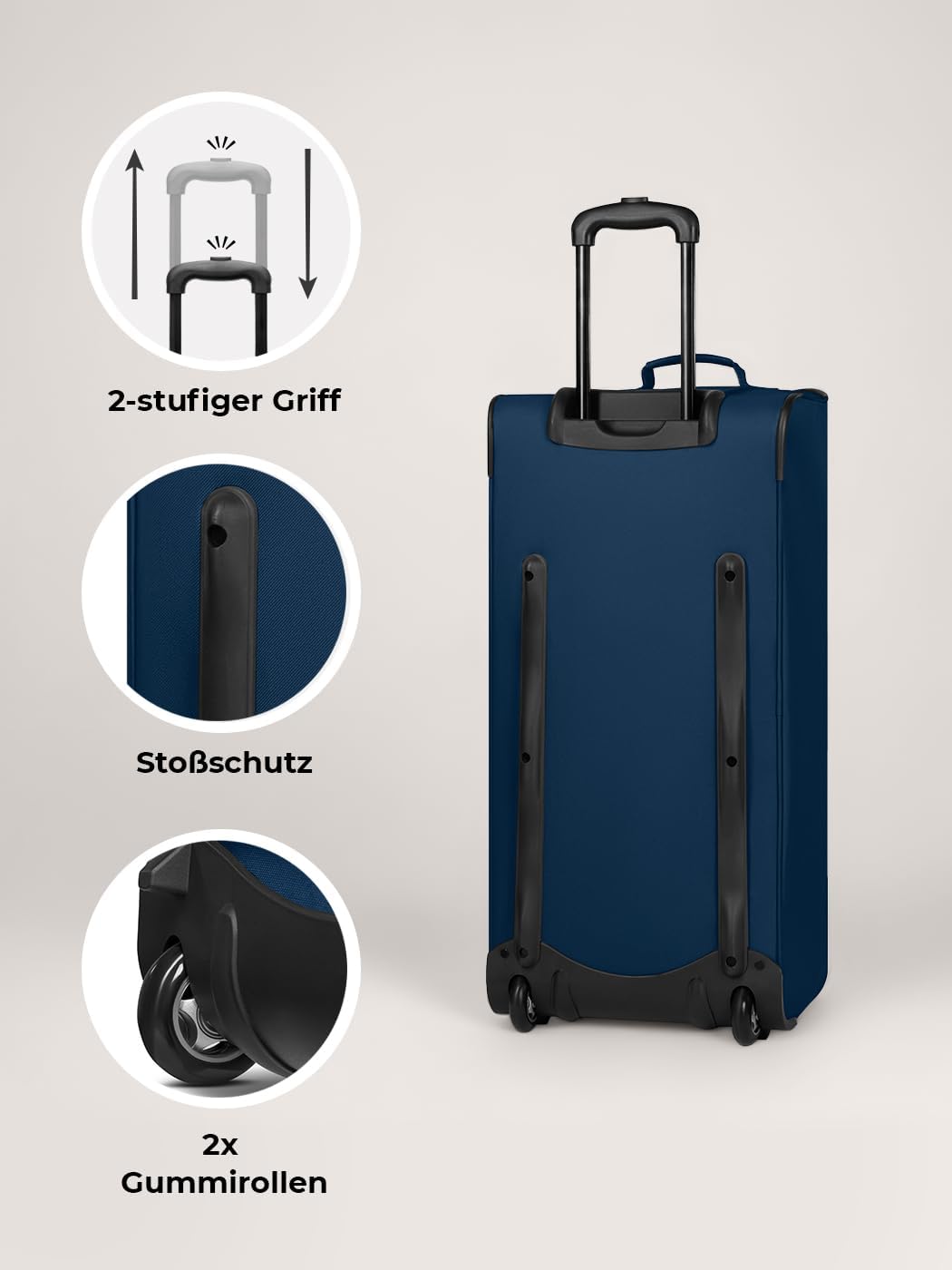REDOLZ grosse L Trolley-Reisetasche mit Rollen 71 cm | 81 Liter | für Männer & Frauen (Duffle Essent