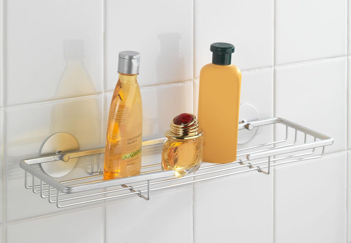 WENKO 18849100 Turbo-Loc Maxiablage Aluminium - Befestigen ohne bohren, Aluminium, 45 x 6.5 x 13 cm,