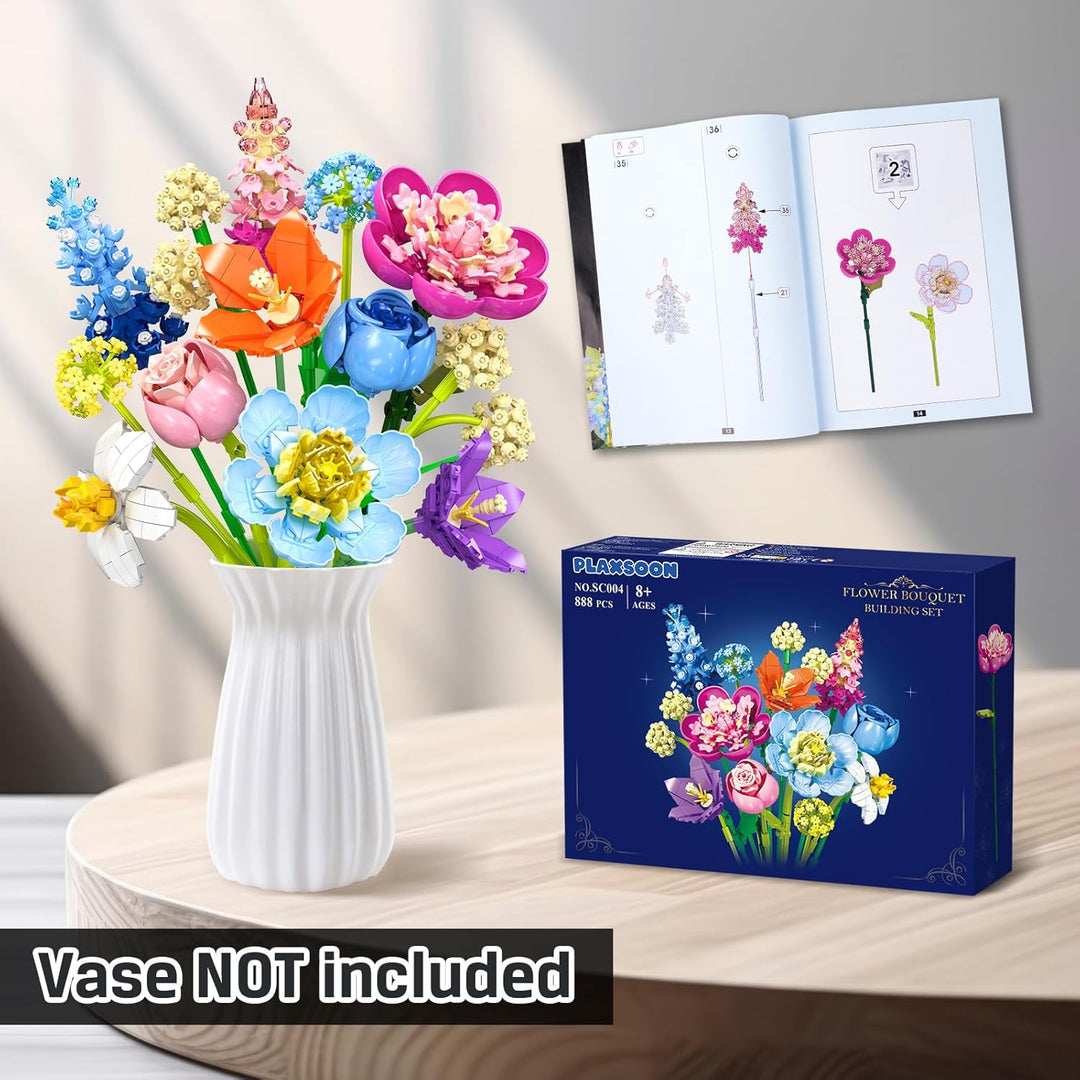 Blume Bausteine für Erwachsene, Botanical Kollektion Bauspielzeug, Pflanze Home Deko, Blumenstrauss