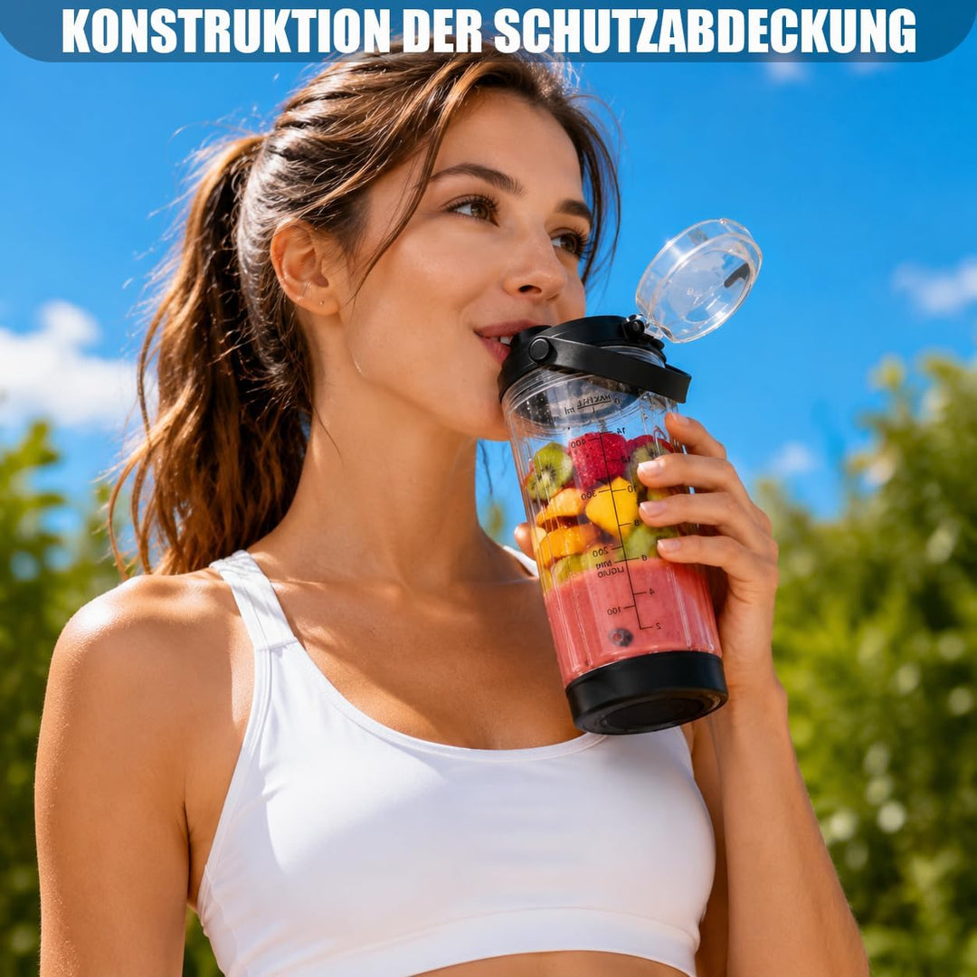 530ml Ersatzbecher kompatibel mit Ninja Mixer Tragbarer Mixer, Mixgefäss mit auslaufsicherem Deckel
