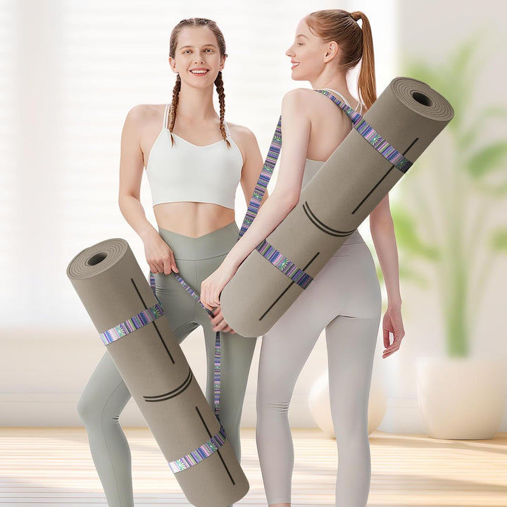 Yogamatte aus ECO Naturkautschuk & Hhautfreundlichem TPE, Extrem Rutschfest, Ausrichtungslinien, Ein
