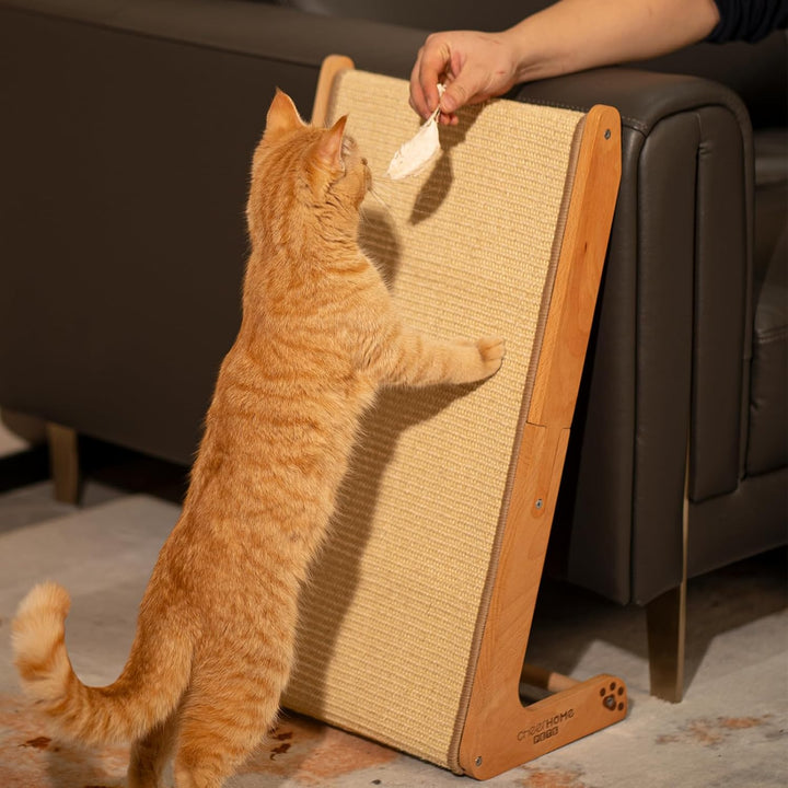 CheerPals Dual-Use Sisal Kratzbrett Katzen- Large 63cm H, Massivholz Buche &amp; Natürliche Sisal Kratzs