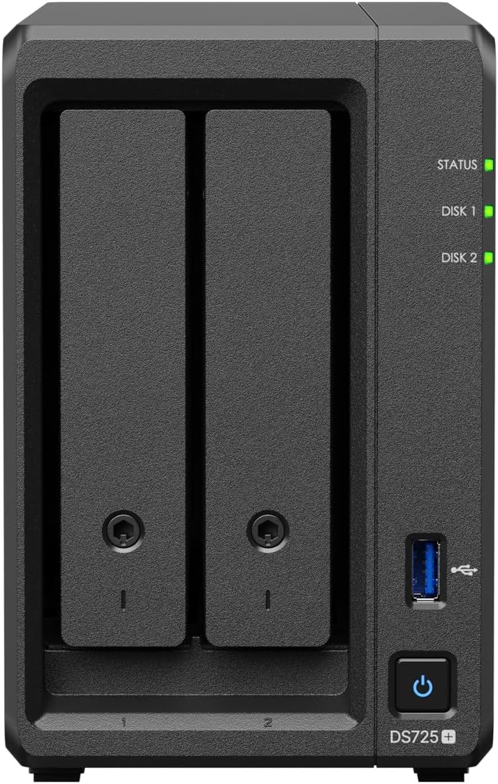 Synology DS725+ NAS-Kit mit 2 Einschüben, Ryzen CPU, 4 GB Speicher, 2,5 GbE-NIC Standardbenutzer, in
