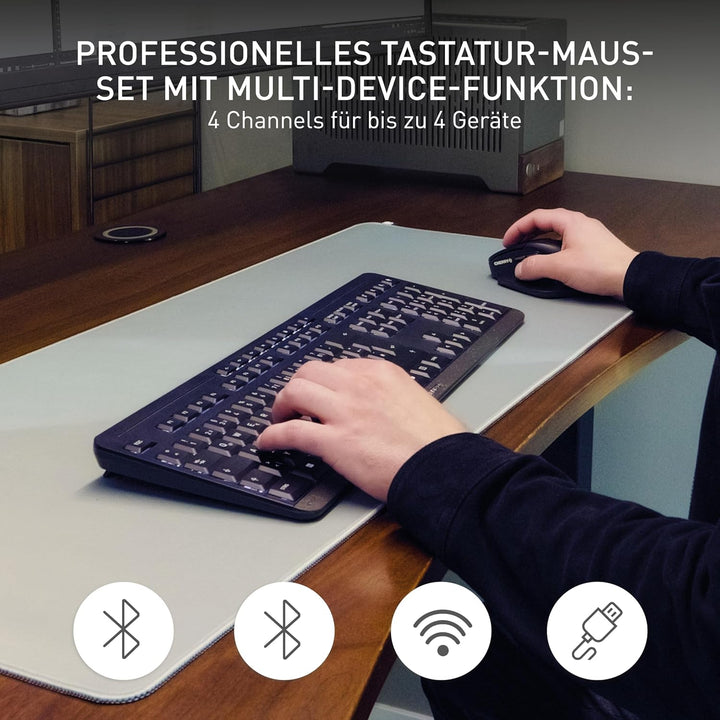 Cherry Stream Desktop Ultimate, Kabelloses Multi-Device Tastatur-Maus-Set, Deutsches Layout (QWERTZ)