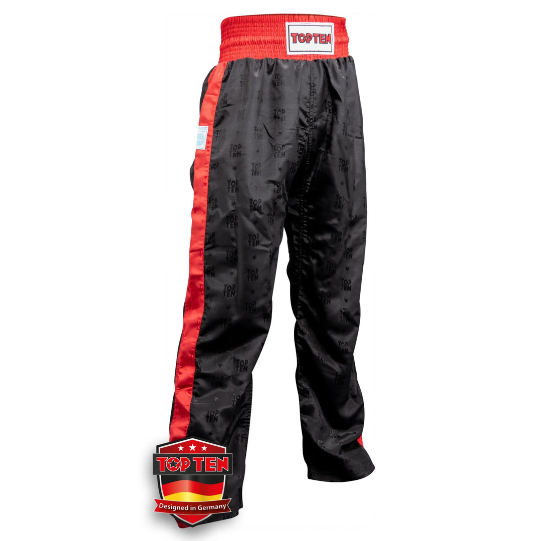 TOP TEN Kickboxhose „Classic“ S Schwarz - Rot, S Schwarz - Rot