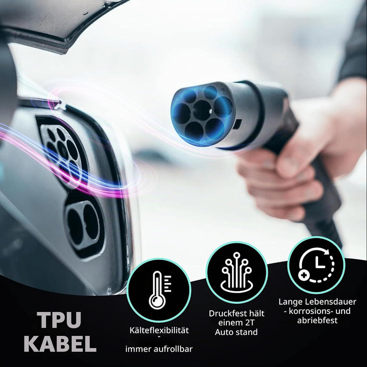 Loady typ 2 ladekabel 10m | 11 kW | 3 Phasen 16A | Extra langes 10 Meter Kabel für Auto EV/PHEV - La