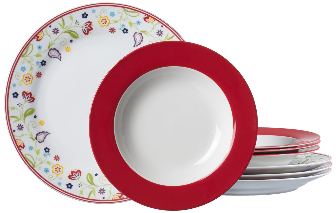 Ritzenhoff & Breker Tafelservice Doppio Shanti, 8-teilig, Porzellangeschirr, Rot