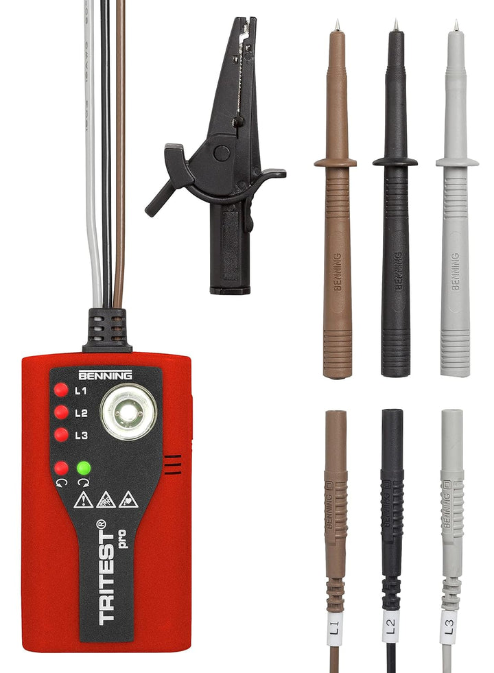 Benning Drehfeldrichtungsprüfer TRITEST pro (Anzeige von Rechts- und Linksdrehfeld über LED, Frequen